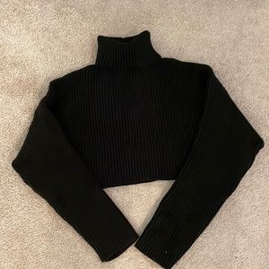 Zara Black Crop Turtleneck Sweater, New with Tags, Small